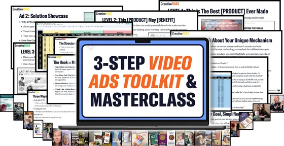 The 3-Step Video Ads Toolkit and Masterclass, with its workbooks and video lessons.